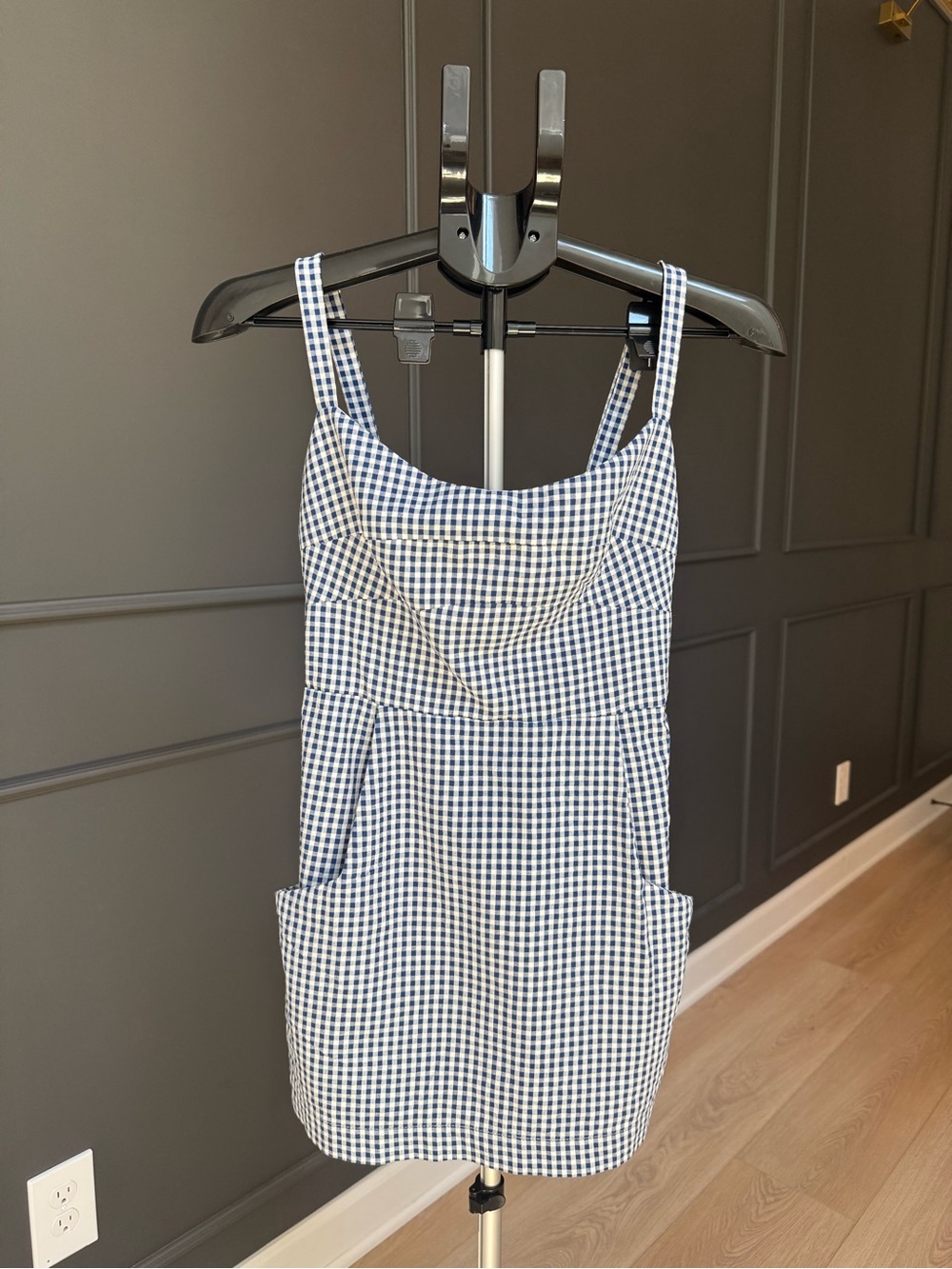 Show Me Your MuMu Navy and White Gingham Mini Dress